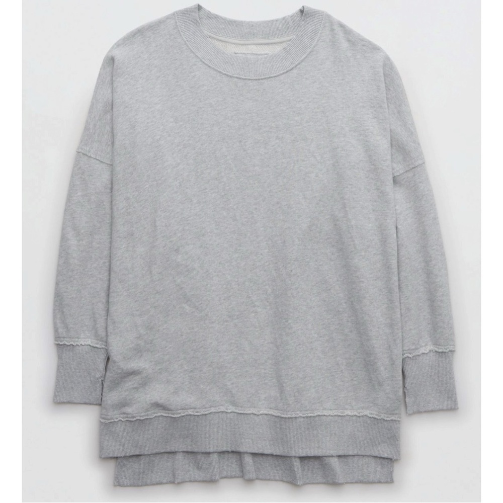 Aerie The Happiest Oversized Crew Sweatshirt Gray